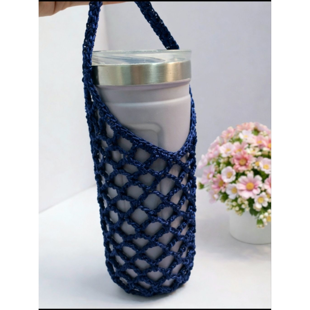 Túi đựng bình nước bằng len sợi đan móc thủ công 750ml - 1000ml