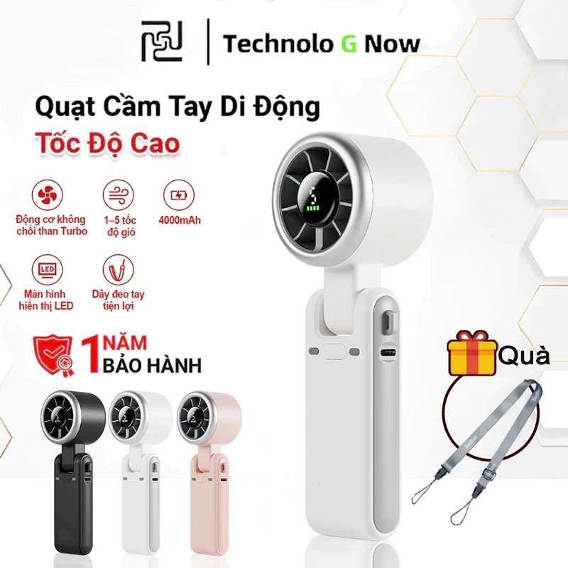 Quạt Cầm Tay Mini Màn Hình Led Thông Minh Sạc Nhanh Tốc Độ Gió Siêu Mạnh Chính Hãng Bảo Hành 12T
