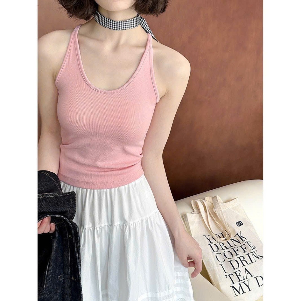 Áo 3 Lỗ Cổ Yếm CÓ ĐỆM MÚT NGỰC Không Gọng, Áo 2 Dây Cotton Mềm Croptop Dáng Ôm Body Nhiều Màu Pastel Hàng Qccc Shopquaca | BigBuy360 - bigbuy360.vn