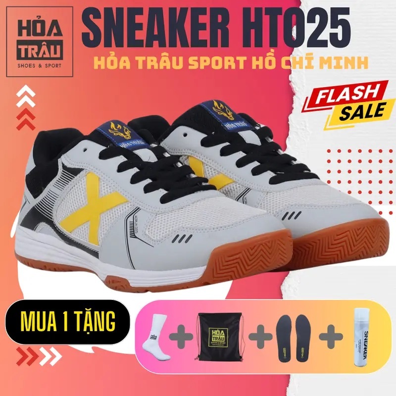 [CHÍNH HÃNG] Giày Sneaker Sport Cầu Lông Chuyên Dụng HT025 Hỏa Trâu Việt Nam nhiều quà tặng kèm