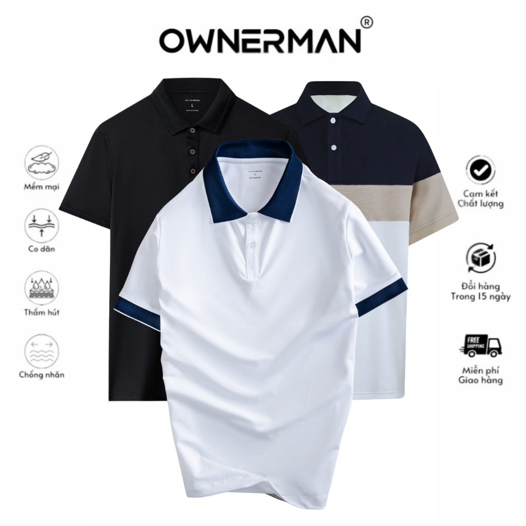 Áo Polo Nam Cao Cấp Ownerman M7 – Áo Thun Có Cổ Nam Mát Mịn, Áo Cotton Tay Ngắn Nam Chính Hãng