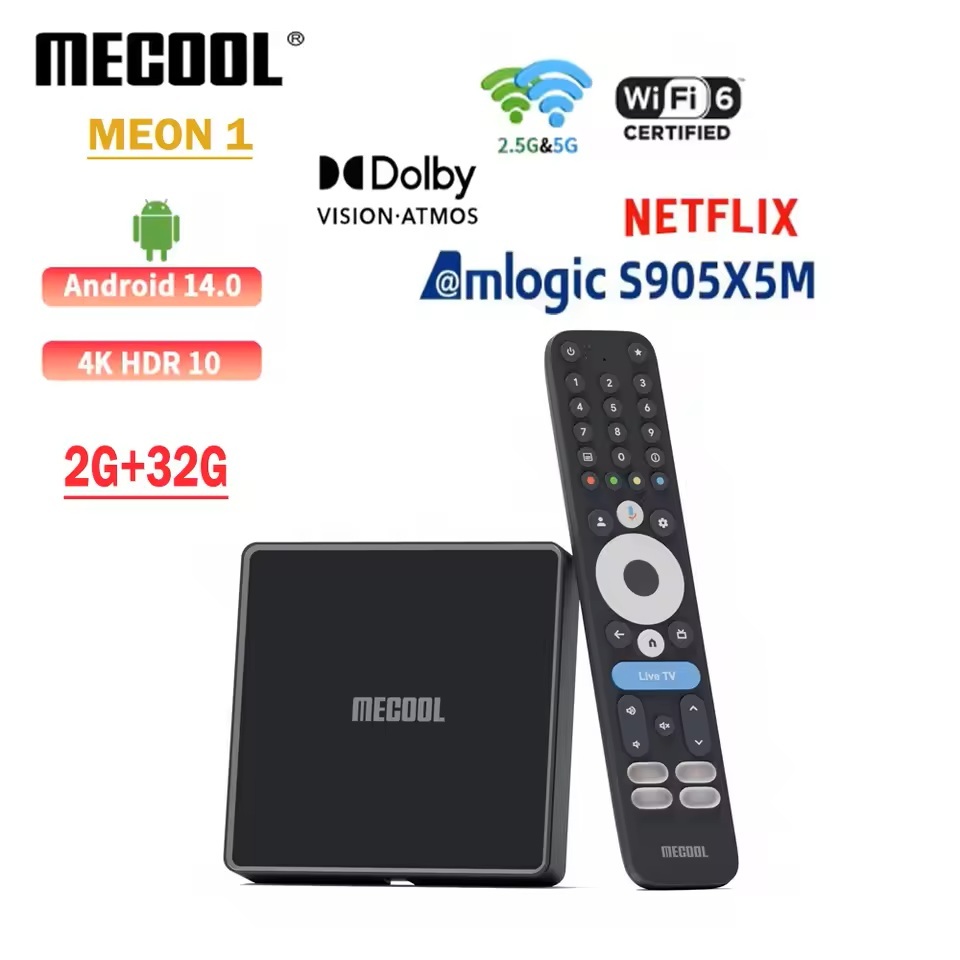 MECOOL MEON1 4K Google TV Box – Netflix 4K, Dolby Vision, WiFi 6, AI Upscaling