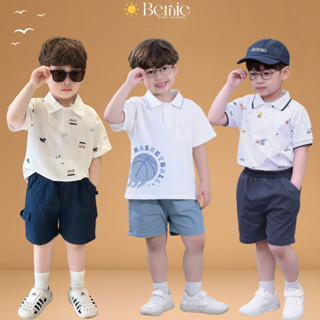 Set đồ đi chơi tổng hợp cho bé trai sành điệu phong cách hàn quốc áo thun kèm quần 1 đến 7t BERNIE