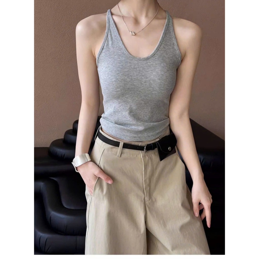 Áo 3 Lỗ Cổ Yếm CÓ ĐỆM MÚT NGỰC Không Gọng, Áo 2 Dây Cotton Mềm Croptop Dáng Ôm Body Nhiều Màu Pastel Hàng Qccc Shopquaca | BigBuy360 - bigbuy360.vn