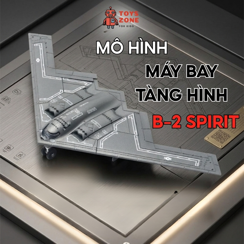 Mô Hình Đồ Chơi Lắp Ráp Máy Bay Tàng Hình B2 Spirit Nhựa Cứng Siêu Bền, Chi Tiết Sắc Nét -