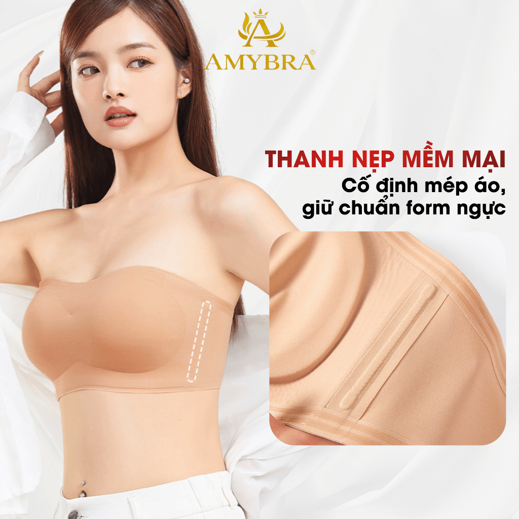 Áo Ngực Không Dây Đúc Su Chống Tuột, Áo Quây Ngực Tàng Hình Mềm Mịn AMYBRA A2382