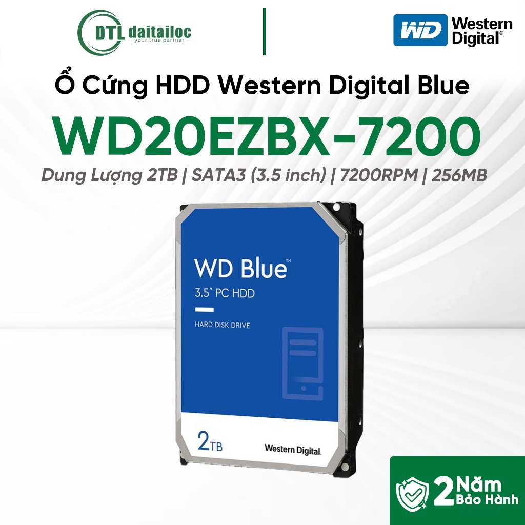 Ổ Cứng HDD WD Blue Chính Hãng 2TB WD20EZBX-7200 | Chính Hãng | Bảo Hành 24 Tháng