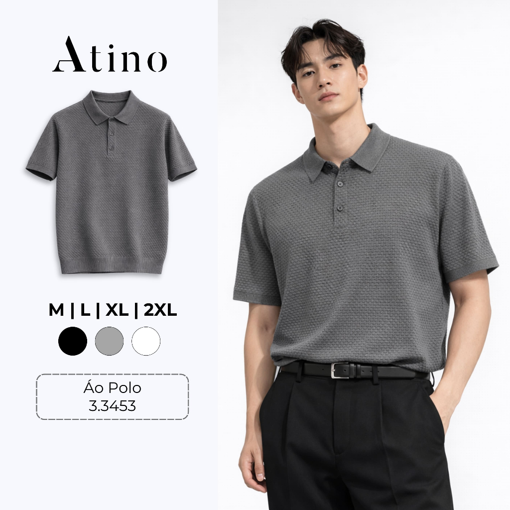 Áo Polo Len ATINO, Dệt Nổi Cao Cấp, Mềm Mát, Ít Nhăn, Form Gọn Gàng Thanh Lịch 3.3453