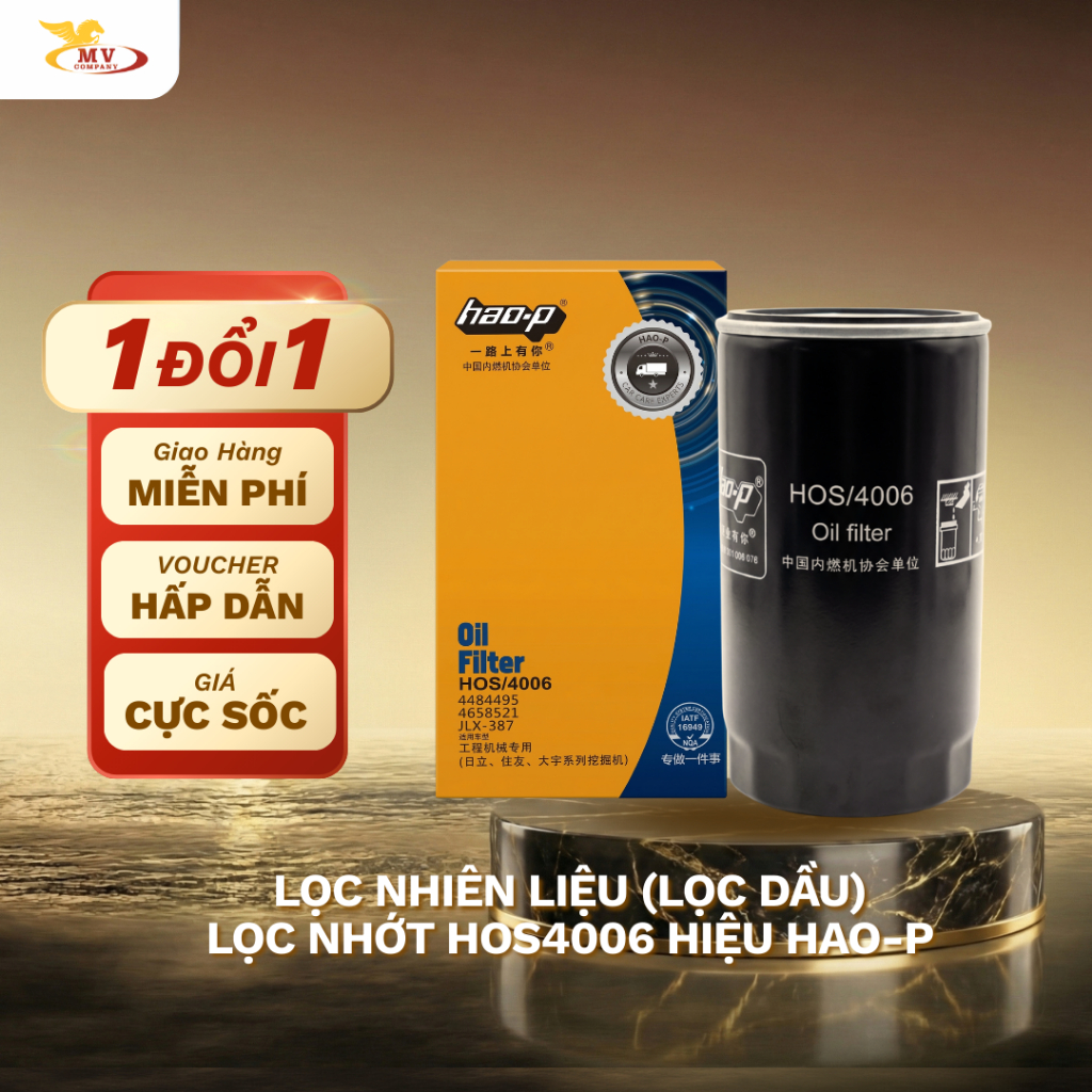 Lọc Dầu Hao-P Cho Xe Tải Isuzu Động Cơ 6HK1 / 4BG1 – Mã HOS/4006 | 8943910494