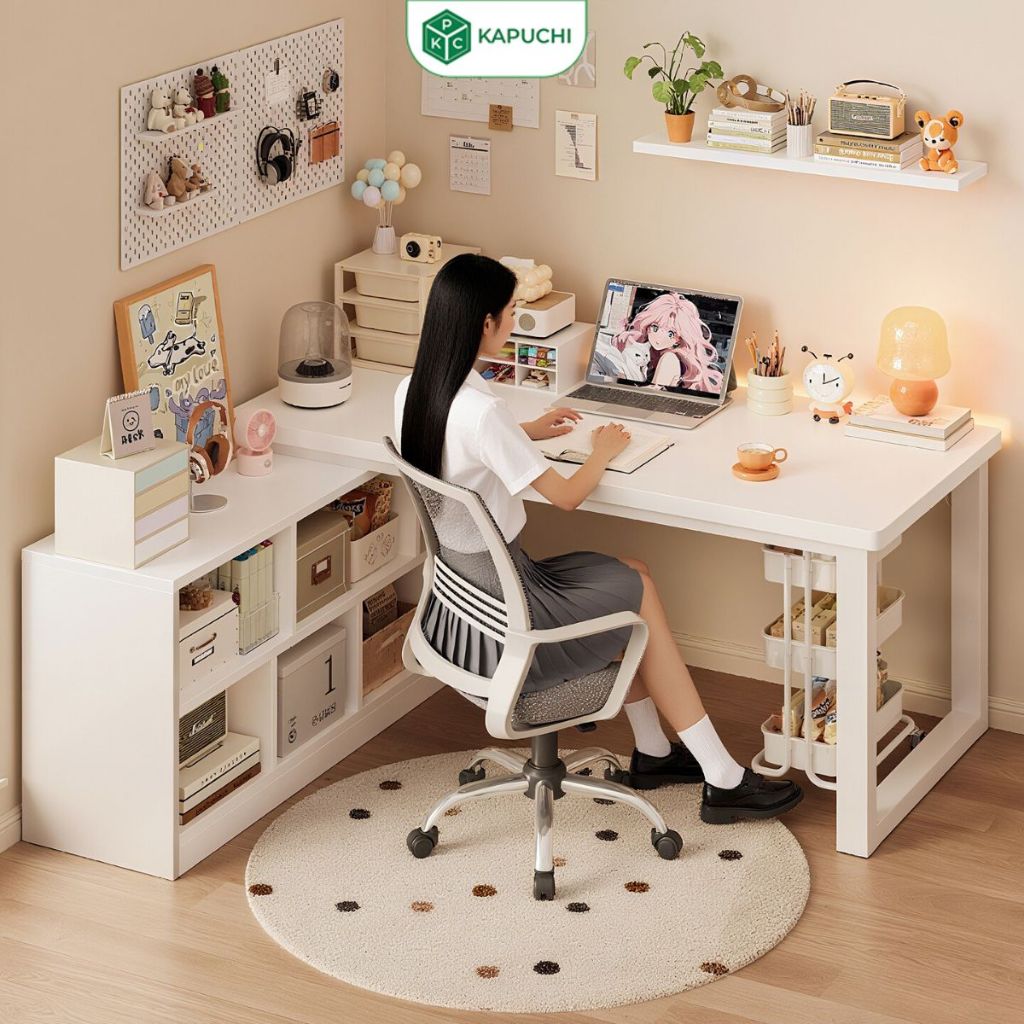 Bàn làm việc kết hợp kệ sách thông minh thương hiệu KAPUCHI - GM131