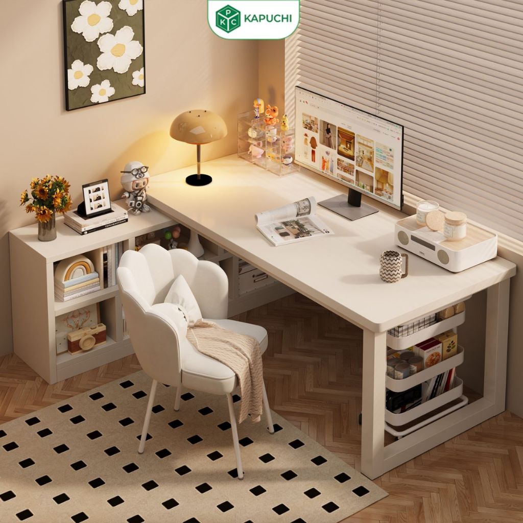 Bàn làm việc kết hợp kệ sách gỗ phong cách hiện đại _ GM131