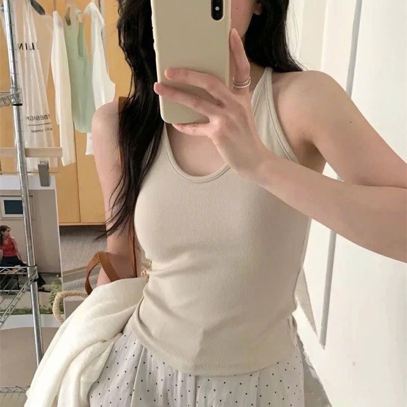 Áo 3 Lỗ Cổ Yếm CÓ ĐỆM MÚT NGỰC Không Gọng, Áo 2 Dây Cotton Mềm Croptop Dáng Ôm Body Nhiều Màu Pastel Hàng Qccc Shopquaca | BigBuy360 - bigbuy360.vn