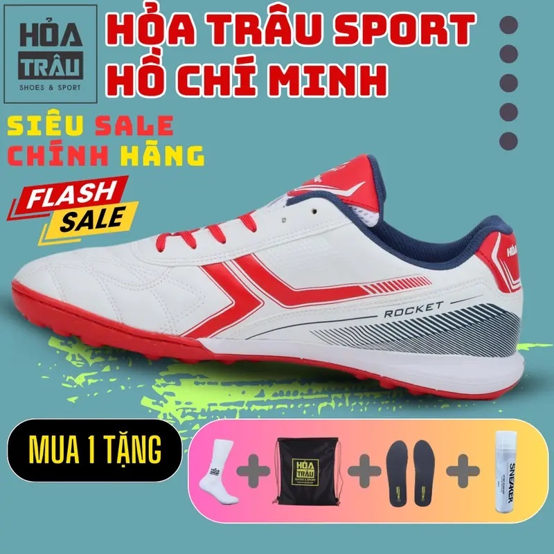 [CHÍNH HÃNG] Giày đá bóng nam HỎA TRÂU ROCKET Chính Hãng Việt Nam dây buộc đế đinh nhiều quà tặng