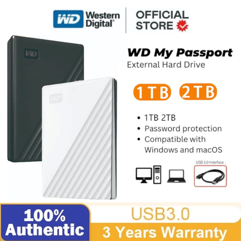 Western Digital WD External Hard Drive 1TB /2TB USB 3.0 Hàng chính hãng-Bảo hành 3 năm.
