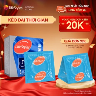 Bao cao su Lifestyles Love Time siêu mỏng kéo dài thời gian quan hệ, bcs gân gai, nhiều gel bôi trơn