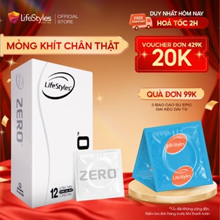 Bao cao su  Lifestyles Zero Ultra Thin siêu mỏng, nhiều gel bôi trơn hộp 3 bcs/12 bcs