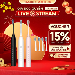 Bàn Chải Đánh Răng Điện Sonic X3 Pro Thông Minh 6 Chế Độ Sóng Âm Tặng Kèm 4 Đầu Chải Thay Thế