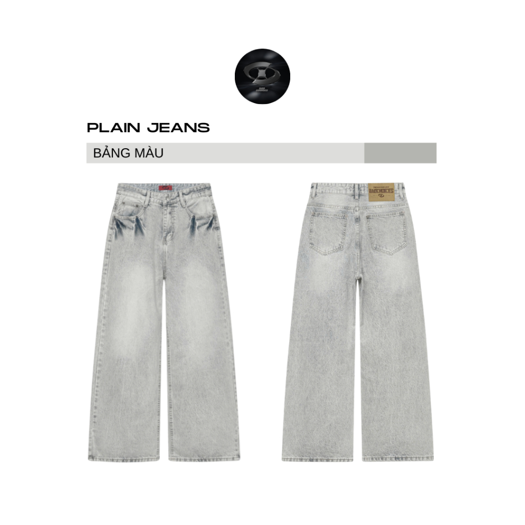 Bad Choices | Quần jeans ống suông PLAIN wash màu phong cách Menswear