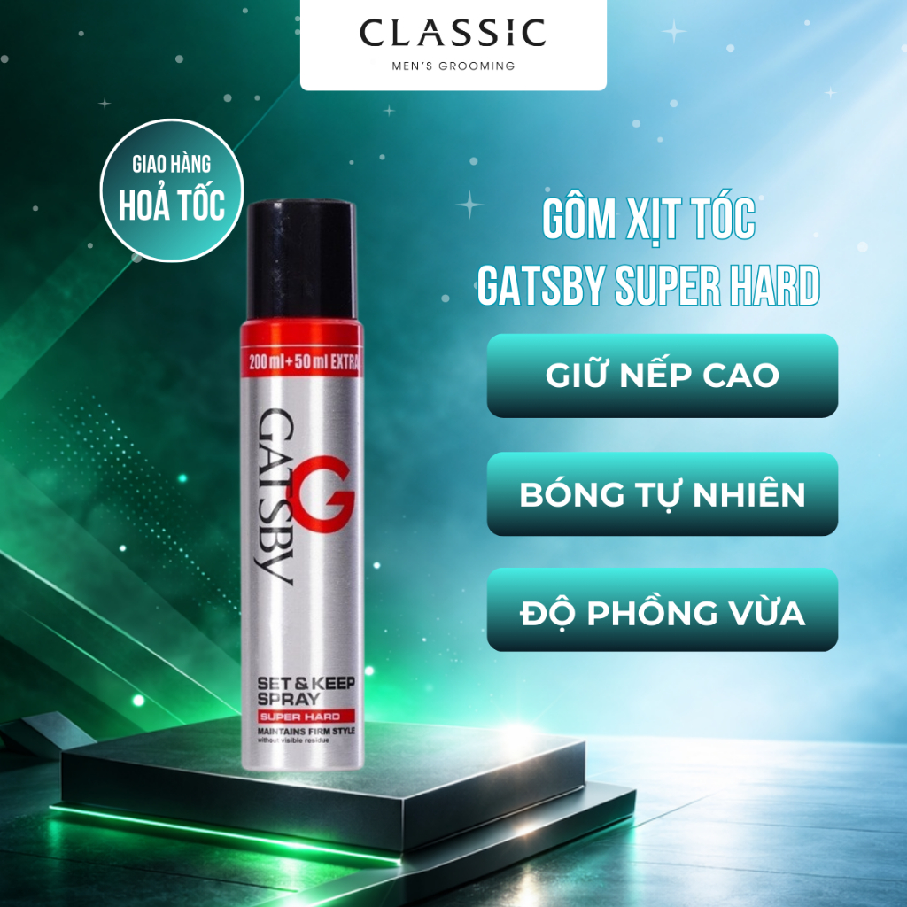 Gôm Xịt Giữ Nếp Gatsby Super Hard 250ml