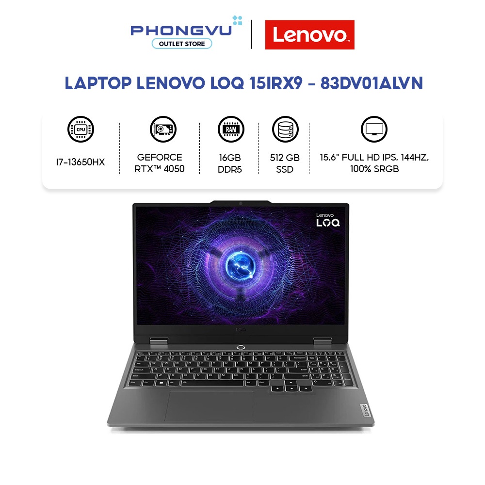 Laptop Gaming Lenovo LOQ 15IRX9 i7-13650HX - RAM 16GB - 512GB SSD - RTX 4050 6GB - Bảo hành 24 tháng
