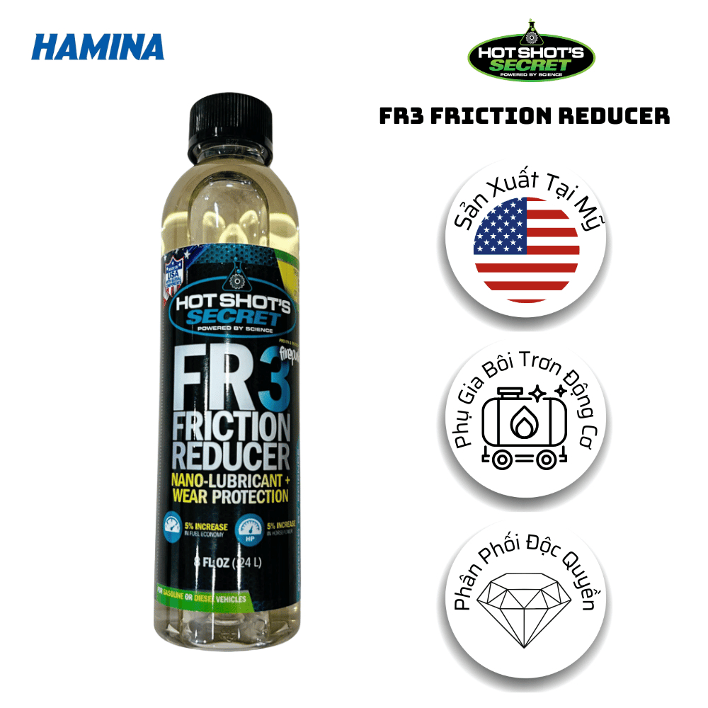 FR3 Friction Reducer 240ml - Phụ Gia Bôi Trơn Giảm Ma Sát Cho Động Cơ - Nhập Khẩu Mỹ