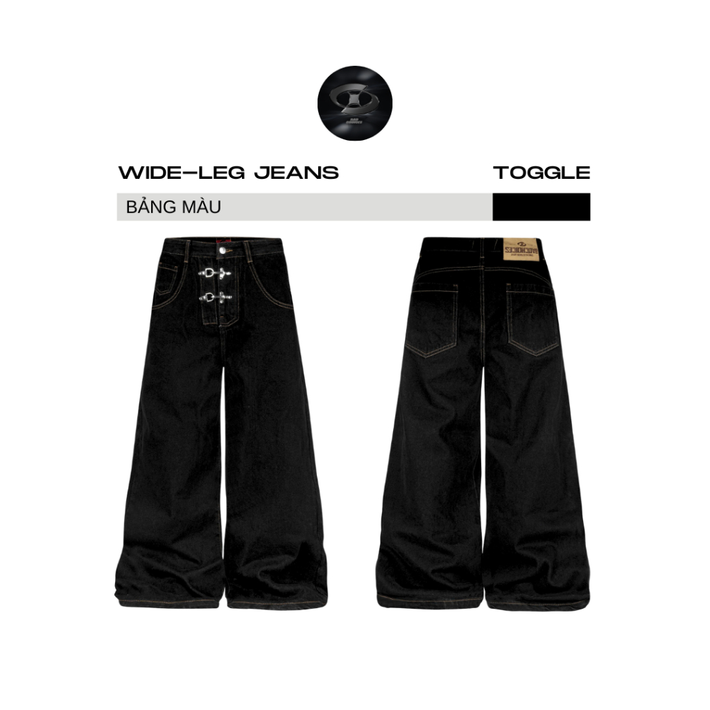 Bad Choices | Quần Wide-legs Jeans khóa gài TOGGLE wash màu ống rộng | BigBuy360 - bigbuy360.vn