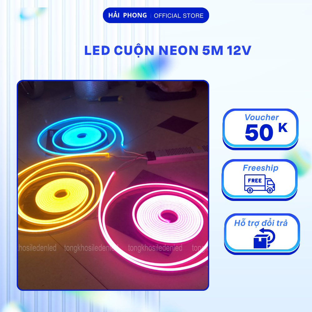 [CHƯA GỒM NGUỒN 12V] Led cuộn Neon 5M 12V trang trí uốn dẻo tạo hình chữ logo Led neon giá sỉ