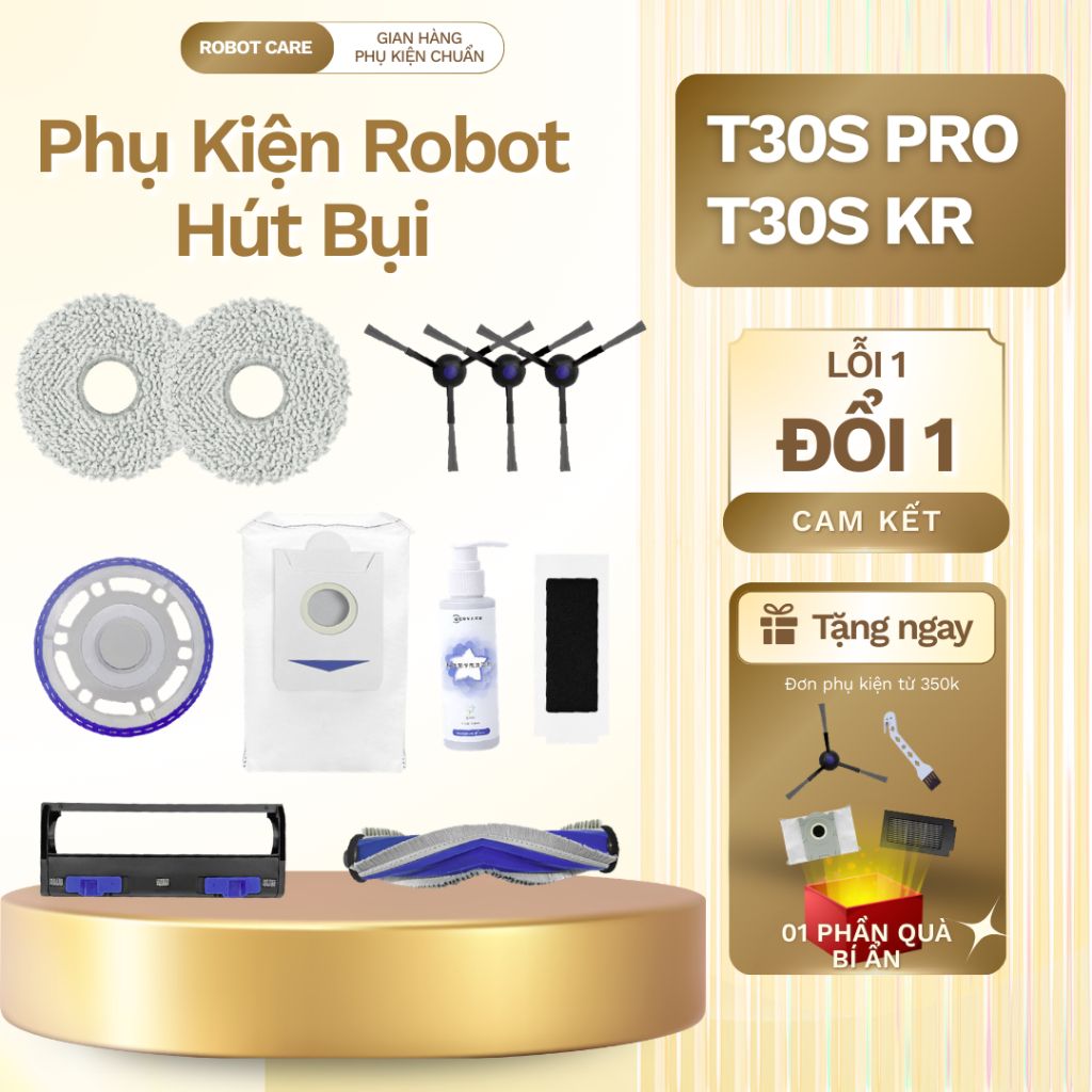 Phụ kiện robot hút bụi Deebot T30S Pro, T30S KR - Phụ kiện thay thế cho robot hút bụi lau nhà Deebot