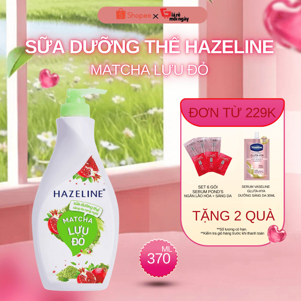 Sữa Dưỡng Thể Hazeline Matcha & Lựu đỏ Chai 370ML
