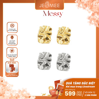 Bông tai nữ bản to hình chữ nhật Messy Jesmee thiết kế độc lạ cá tính  - E6580