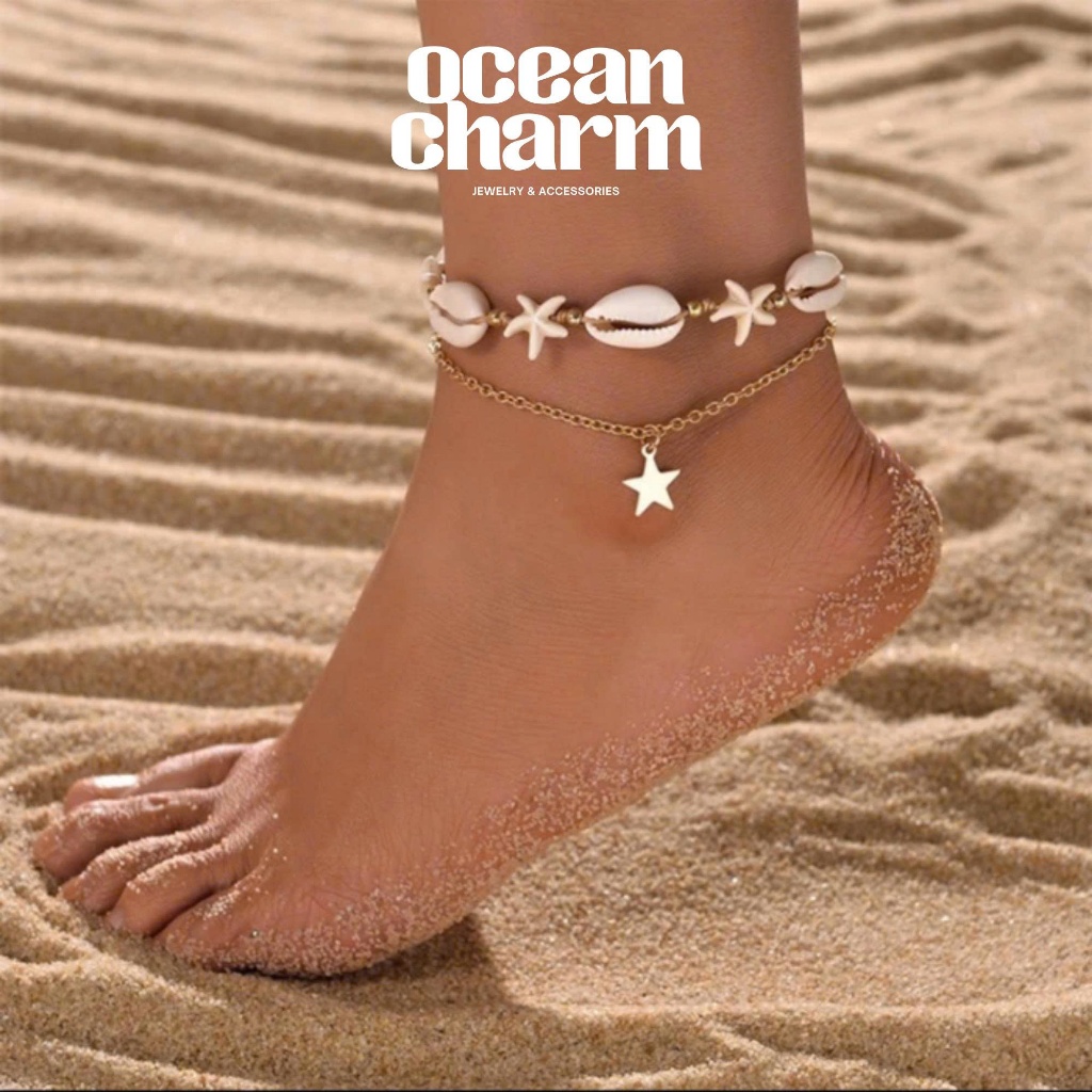 Set 2 Lắc Chân/ Vòng chân, Vòng Tay Nữ Ngôi Sao Vỏ Sò - Unisex - Phụ Kiện Trang Sức Vòng Tay Vòng Chân | Ocean Charm