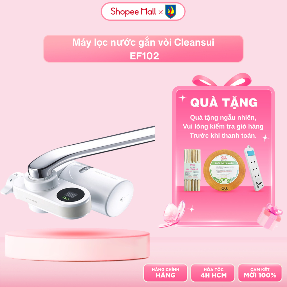 Máy lọc nước gắn vòi Cleansui EF102 - Sản xuất tại Nhật Bản-Cảnh báo thay lõi-Công suất lọc 900 lít
