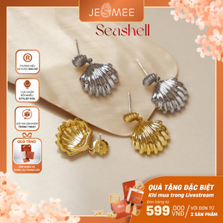 Khuyên tai thiết kế vỏ sò Seashell Jesmee chất liệu brass cao cấp không gỉ, cá tính, bông tai đi biển - E6876