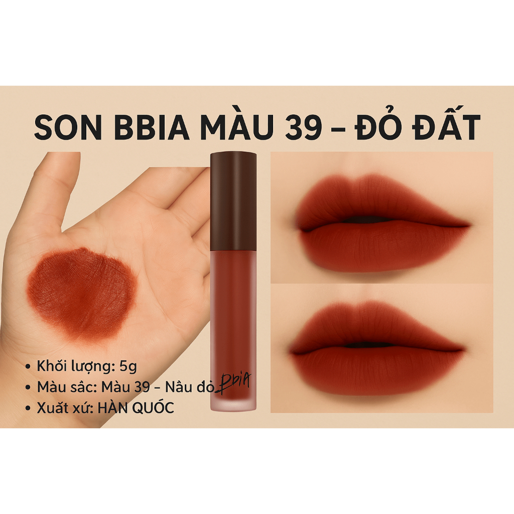 Son kem Bbia Last Velvet Lip Tint 39