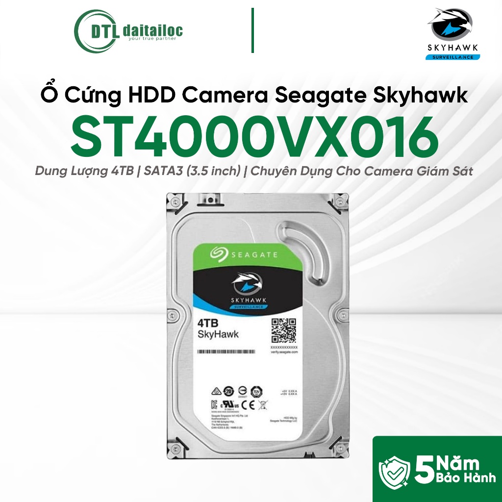 Ổ Cứng HDD Chuyên Dụng Cho Camera Giám Sát Seagate Skyhawk Chính Hãng 4TB (ST4000VX016) | Chính Hãng