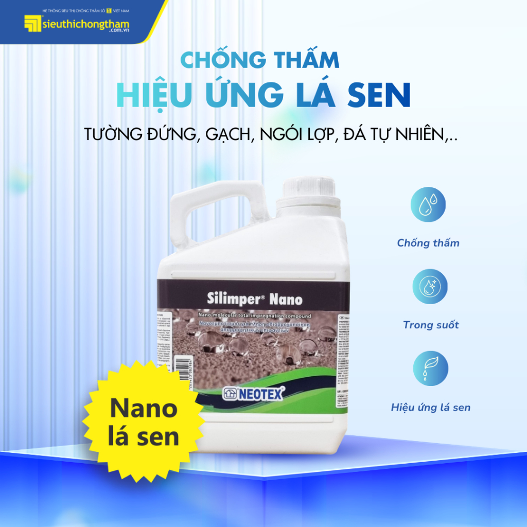 Chất chống thấm tường Silimper Nano 3 lít/can - Chuyên dụng cho thầu thợ