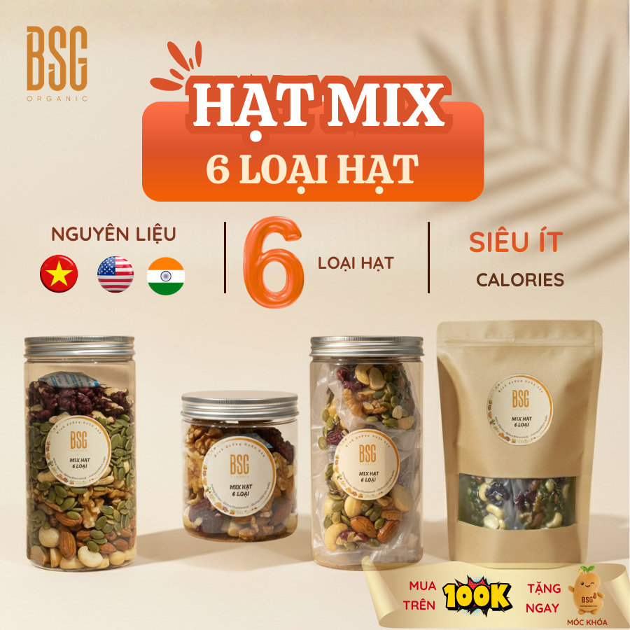 Granola Siêu Hạt Không Yến Mạch 6 Loại Hạt (Macca, Hạt Điều, Hạnh Nhân, Óc Chó Vàng, Đỏ, Hạt Bí Xanh