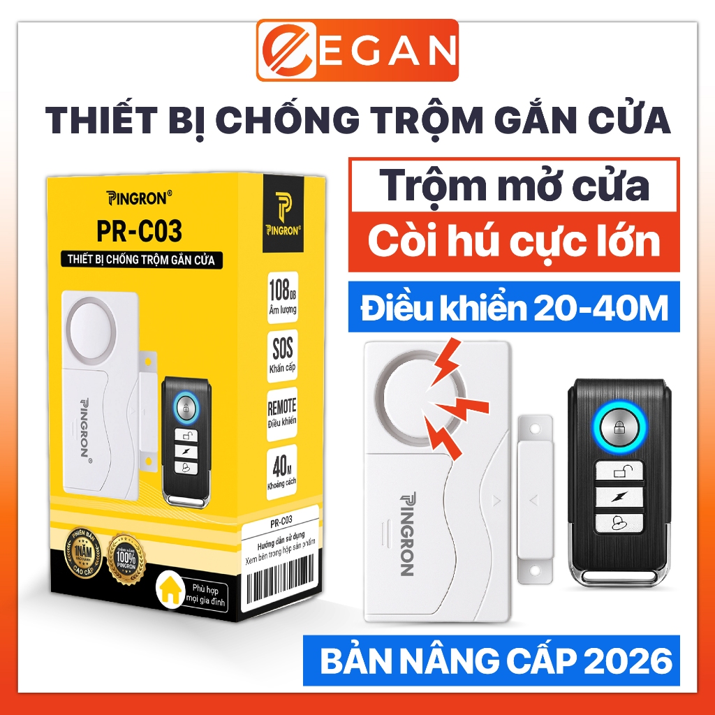 Thiết bị chống trộm gắn cửa, chống trộm cửa nhà, báo động chống trộm PR-C03 PINGRON