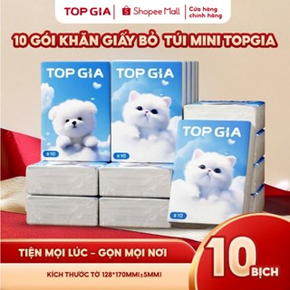 Khăn giấy bỏ túi Top Gia 4 lớp, 1 gói 8 tờ mềm mịn, an toàn cho mọi làn da
