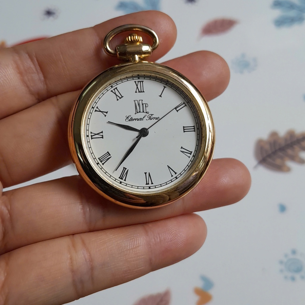 Đồng hồ quả quýt bỏ túi Mr ETERNAL TIME size 40mm vintage cổ điển second hand si Nhật