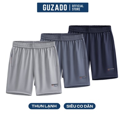 Quần Short Thể Thao Nam GUZADO Vải Dot Texture Co Giãn, Cạp Chun Dây Rút, Phù Hợp Vận Động MSR2608-MASR26S016