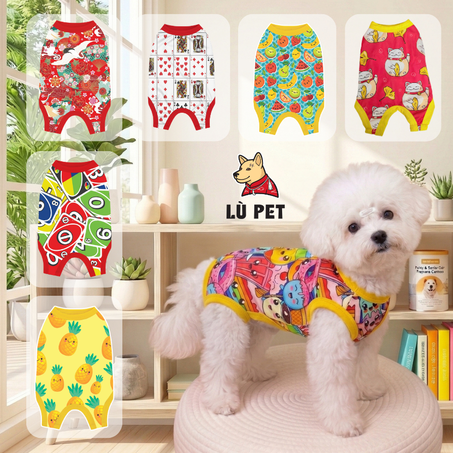 Áo Jumpsuit Thú Cưng Sát Nách Cotton Lạnh Cho Chó Mèo Size 0.5–25Kg – Lù Pet Shop