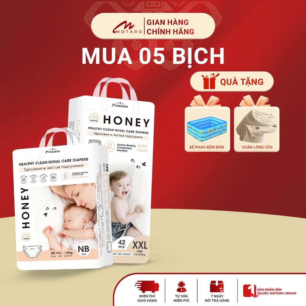 [HONEY PREMIUM] COMBO 5 Bịch Tã Bỉm Dán/Quần Honey Premium  Chính Hãng Cho Bé