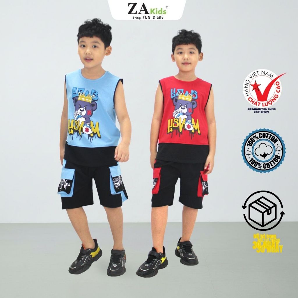 Đồ Bộ Quần Áo Thun Cotton Mặc Nhà Mùa Hè Cho Bé Trai Zakids ( Size 2-10 tuôi) ZAB2330