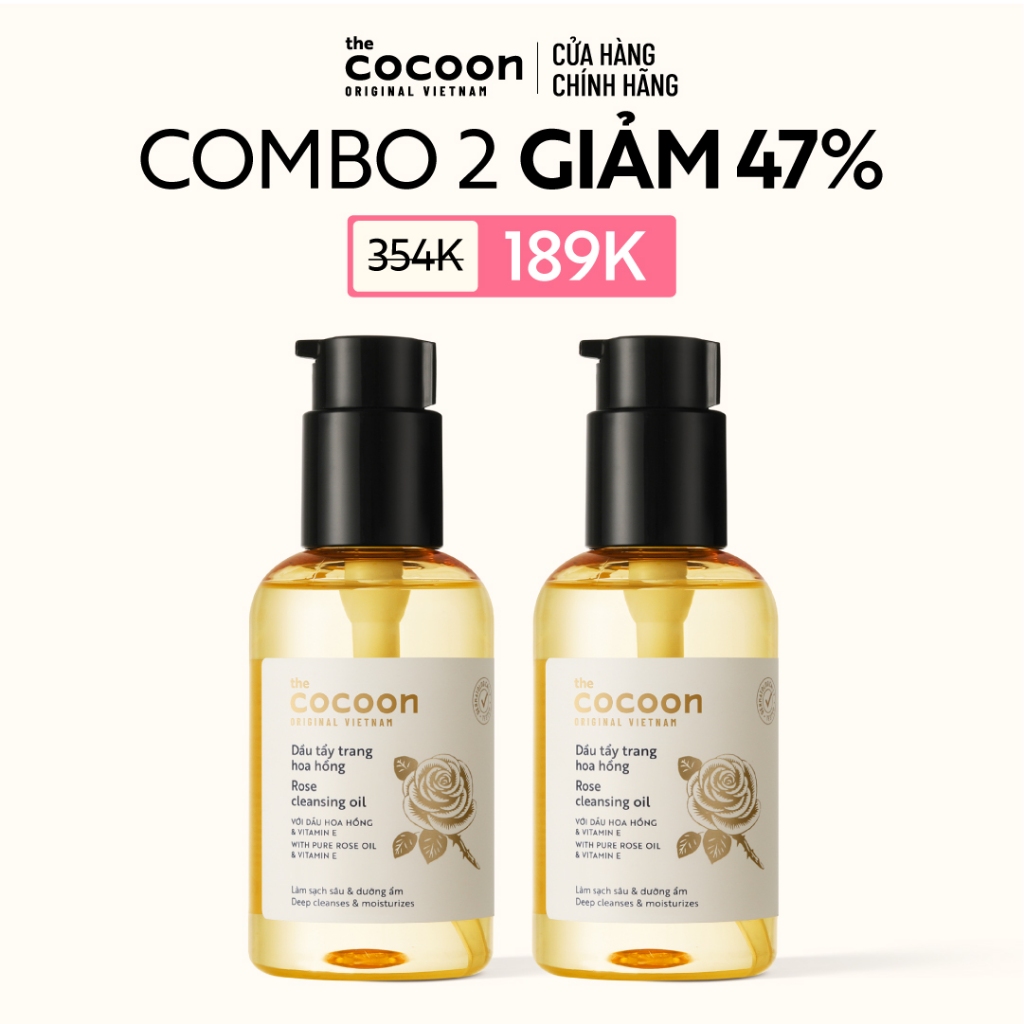 [MUA 2 GIẢM 47%] Combo 2 Dầu tẩy trang hoa hồng Cocoon 140ml