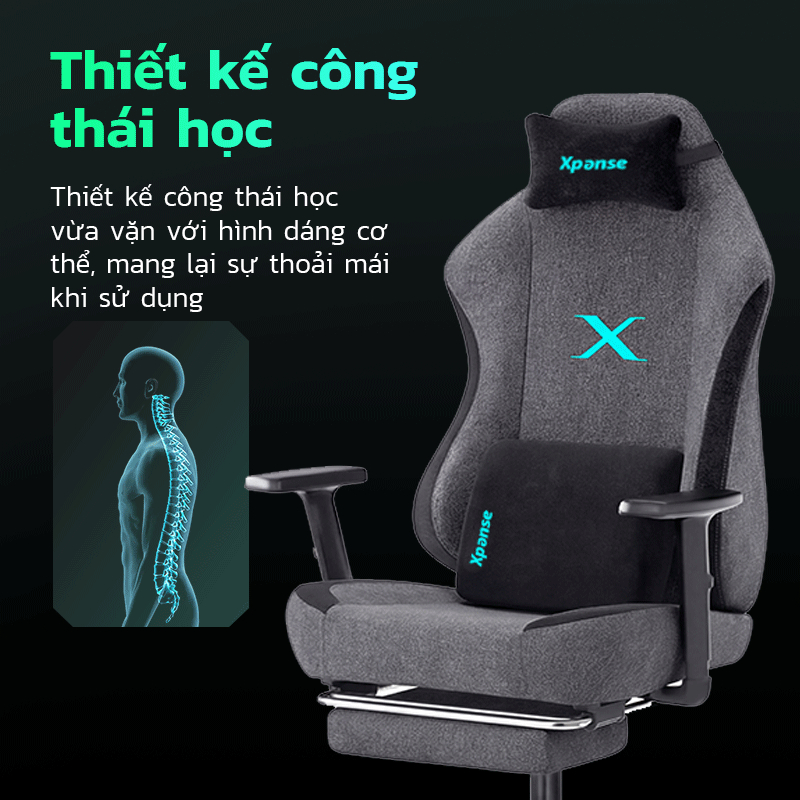 Gàn game gaming Xpanse 003 vải Nano-Tech, có đệm không cánh nâng cấp, ghế văn phòng ghế làm việc | BigBuy360 - bigbuy360.vn