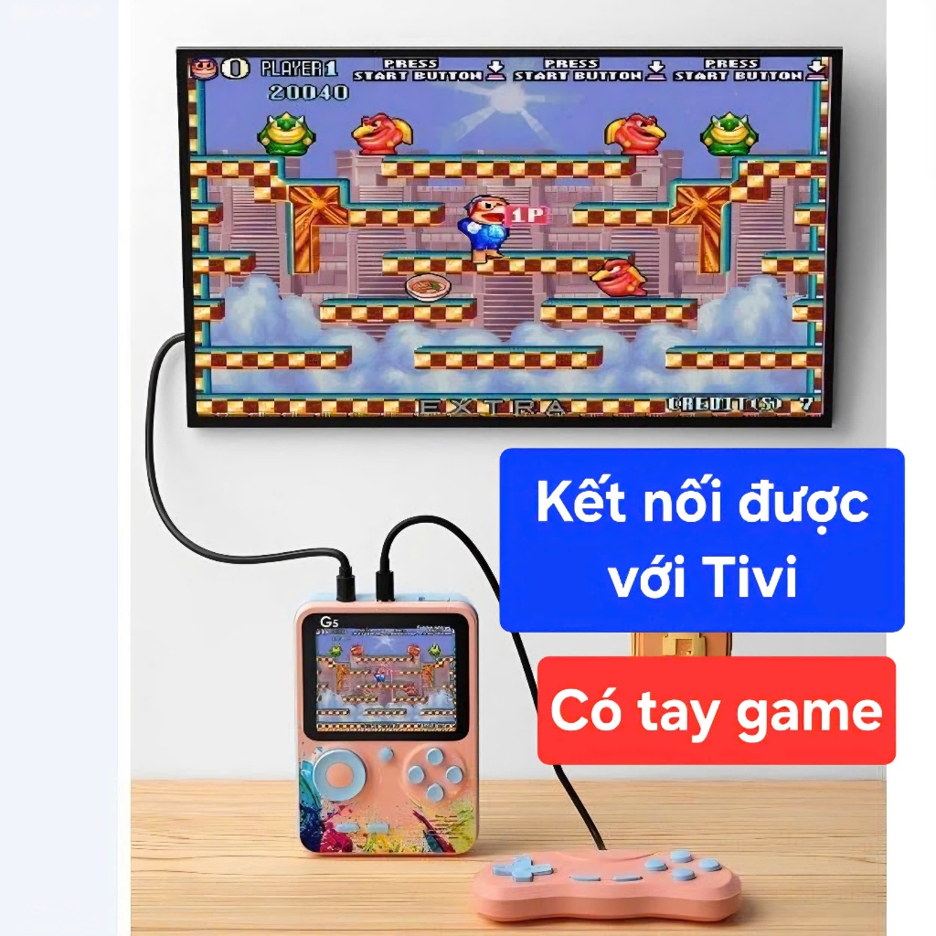 {HCM - Hỏa tốc} Máy chơi game cầm tay G5 kêt nối được Tivi, kèm tay game chơi được 2 người
