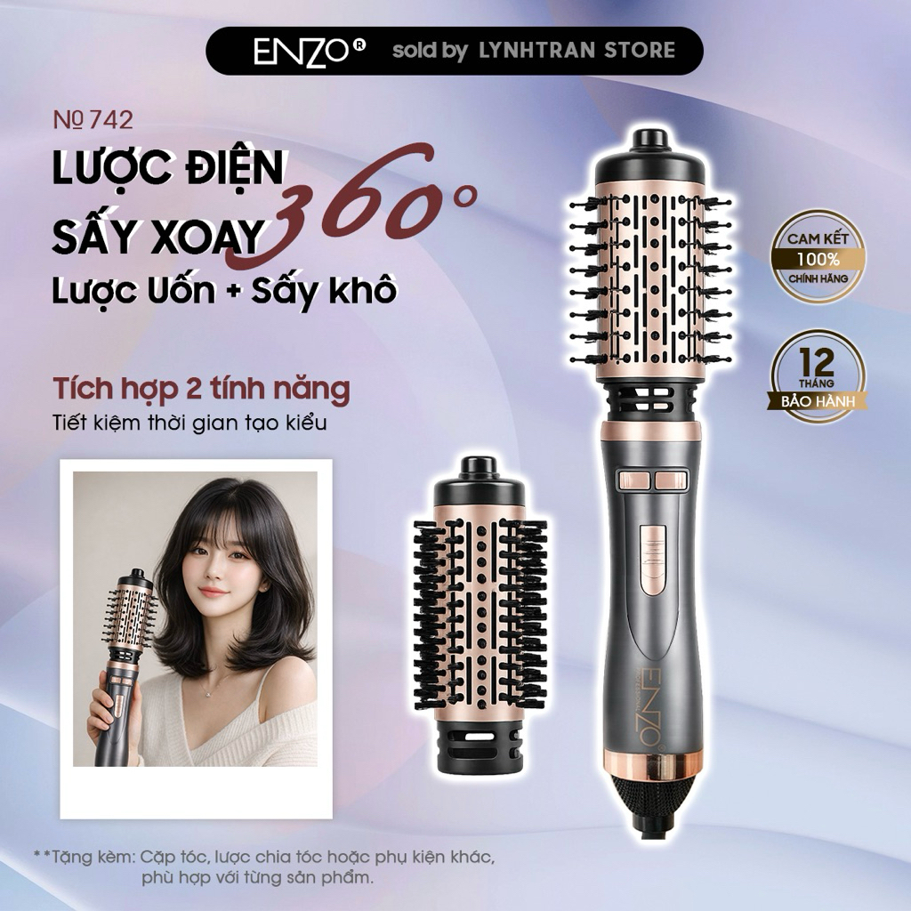 Lược Sấy Xoay Tự Động 360 Enzo®️Chính hãng giá tốt