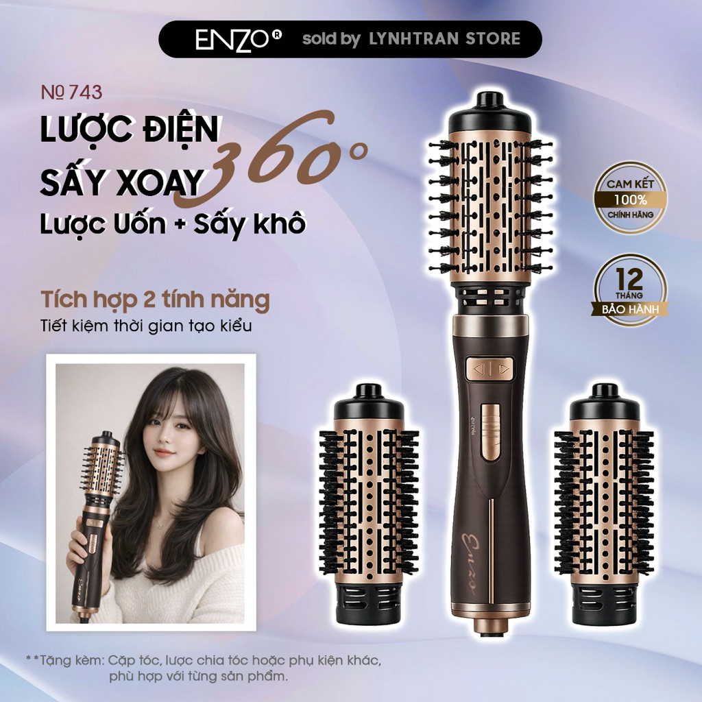 Lược Sấy Xoay Tự Động 743 Enzo®️Chính hãng giá tốt