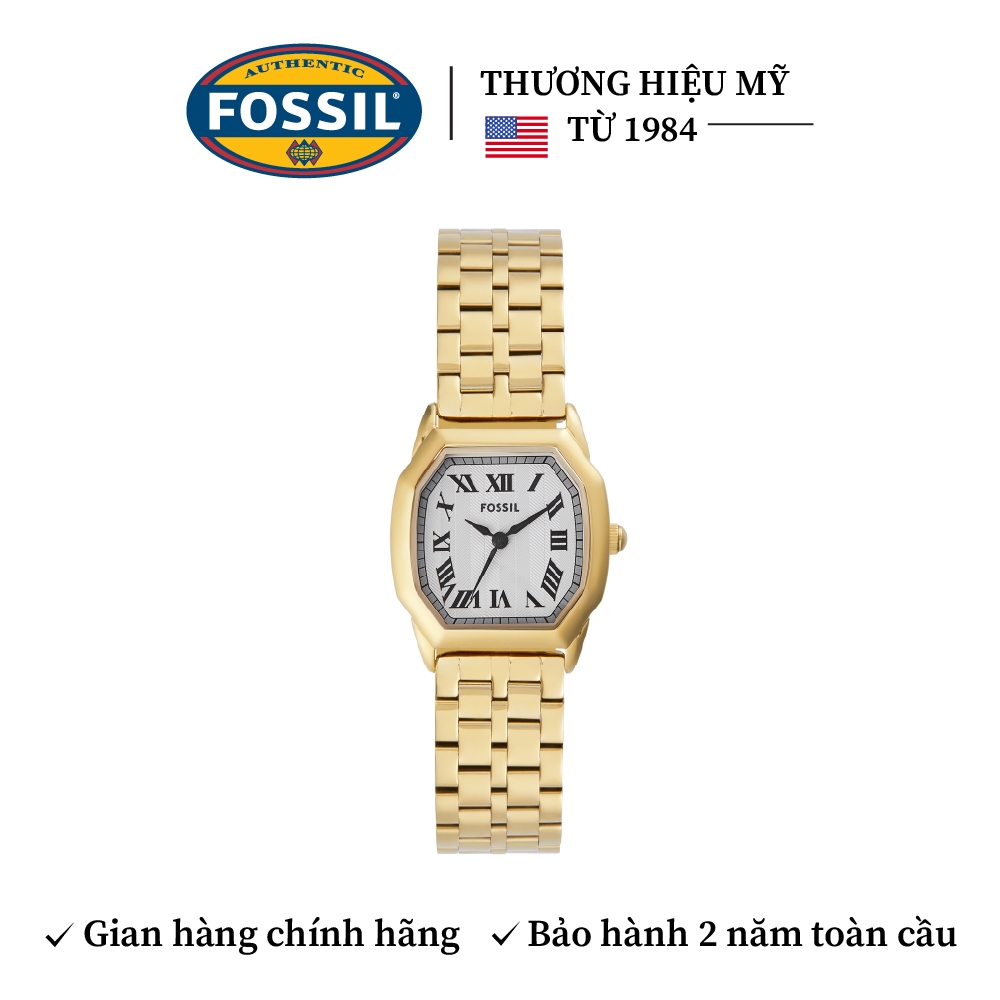 Đồng hồ nữ Fossil HARLOW, mặt Octagon 27mm, dây thép không gỉ màu vàng, ES5361